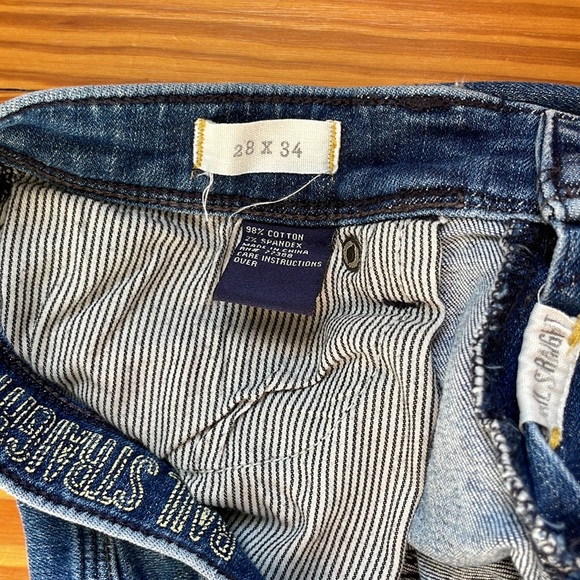 Madewell Medium Wash Rail Straight Leg Mid Rise Whiskered Jeans 28x34 - Picture 2 of 6